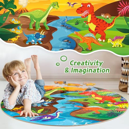 SYNARRY Floor Puzzles for Kids Ages 4-6, Large 70 Piece Dinosaur Puzzles for Toddlers Ages 2-4, Dinosaur Puzzles for Kids 4-8, Preschool Toys Gifts for 3 4 5 6 7 8 Years Old Toddlers Boys Girls Child - style: Dinosaur