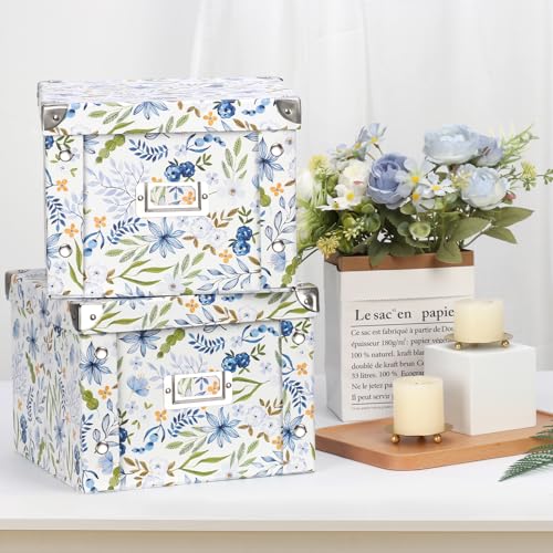 2 Pack Greeting Card Storage Box Collapsible Card Organizer with 16 Dividers and Sticker Greeting Card Keeper for Holiday Birthday Photos Recipes Envelopes Large Cards Crafts Scrapbooking