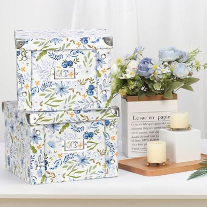 2 Pack Greeting Card Storage Box Collapsible Card Organizer with 16 Dividers and Sticker Greeting Card Keeper for Holiday Birthday Photos Recipes Envelopes Large Cards Crafts Scrapbooking