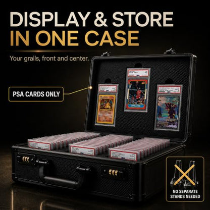 Graded Card Storage Box - Card Slab Case with Lock - 3 Row Trading Card Case with 6 Foam Inserts - Sports Card Case Fits PSA, BGS, SGC, CGC Slabs - Holds 480+ Toploaders - size: 3 rows