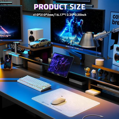 ATTACK SHARK CM05SE Glass Gaming Mouse Pad for FPS & Esports, Nano-Etched Tempered Glass Surface,Ultra-Smooth Low Friction Hard Mousepad,Waterproof Large Desk Mouse Mat for PC Setup,White Contour - color: White Contour
