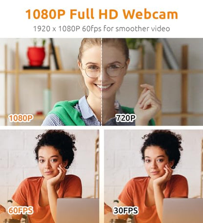 TOUCAN 1080P Webcam for pc, Webcam with Microphone for Laptop, Plug and Play USB Web Cam, 90°View Computer Camera, External Camera for Streaming, Skype, Zoom, FaceTime, Hangouts, MacBook/Tablet - style: W3001+Webcam