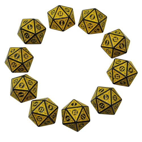 SmartDealsPro 10-Pack Retro 26mm Large 20 Sided Dice D20 Polyhedral Dice for DND RPG MTG Table Game(Retro White) - color: Retro White