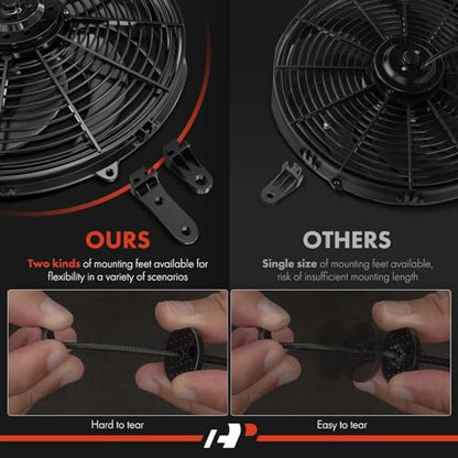 A-Premium 6.5'' 6.5 inch Slim Universal Electric Cooling Fan Assembly | 12V 80W, Pull Fan with Mount Kit - style: 6.5 inch