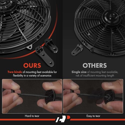 A-Premium 10'' 10 inch Slim Universal Electric Cooling Fan Assembly | 900 m3/h, 12V 80W, Pull Fan with Mount Kit - style: 10 inch