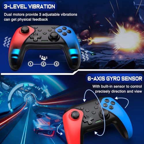 Wireless Switch Controller for Switch/Lite/OLED/Swicth 2 Controller, Switch Controller Joysticks Work with iOS/Android/PC-Switch 2 Pro TURBO Controller with Wake-up Programmable (Upgraded Vision)