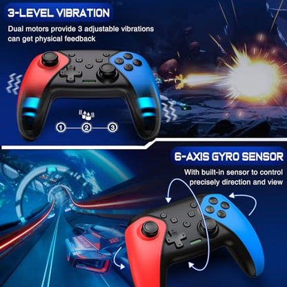 Wireless Switch Controller for Switch/Lite/OLED/Swicth 2 Controller, Switch Controller Joysticks Work with iOS/Android/PC-Switch 2 Pro TURBO Controller with Wake-up Programmable (Upgraded Vision)