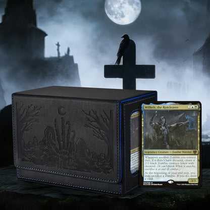 Zombie Themed MTG Commander Deck Box with Dice Tray (Black&Blue) | Holds 200 Single/160 Double-Sleeved Cards, Fit MTG/PTCG/OPTCG Cards, Strong Magnet, With 2 Dividers & 1 Magnetic Card Holder - color: Zombie