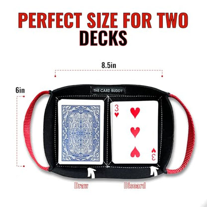 Card Holder for Playing Card Games - Neoprene Playing Card Holder for Adults & Kids with ‎Nylon Straps, Holds Various Deck Sizes - Used for Uno, Go Fish & More - Portable and Lightweight (Red)