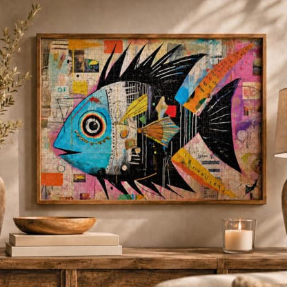 Cross & Glory | 1000 Piece Jigsaw Puzzles for Adults | Angelfish Abstract | Vibrant Artistic Marine Design | 2mm Thick Pieces | Bonus Reference Poster | Satin Finish | Ages 14+ - color: Angelfish Abstract