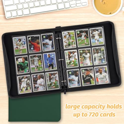 Trading Card Binder, Card Collection Binder Album Folder with 720 Side Loading Pockets, 9 Pocket Trading Card Album Folder for TGC,MTG, Baseball Cards, Yugioh - color: A-green