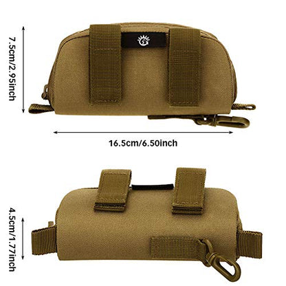 HUNTVP Tactical Eyeglasses Hard Case Molle Zipper Sunglasses Carrying Case Nylon with Clip - color: Coyote Brown