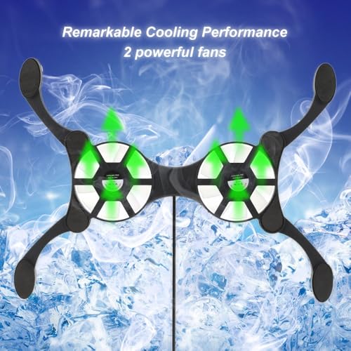 Mini USB Laptop Cooling Pad with 2 Fans – Foldable Portable Cooler for 7-15 Inch Notebook, Adjustable Arms Quiet Use Overheat Prevention