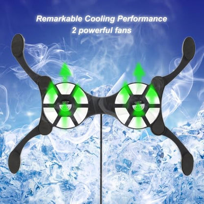 Mini USB Laptop Cooling Pad with 2 Fans – Foldable Portable Cooler for 7-15 Inch Notebook, Adjustable Arms Quiet Use Overheat Prevention