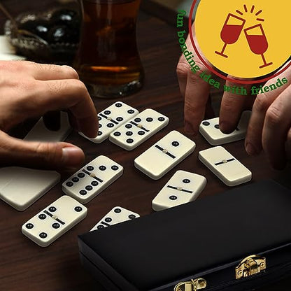 Double Six Domino Set in Wooden Box - Premium 28-Piece Classic Table Tiles Educational Game for Adults and Kids – Travel Friendly - Board Games for Boys and Girls- Ideal for Game Night and Gifting