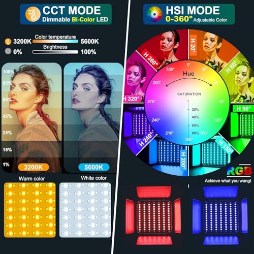 GVM 800D RGB Led Video Light, 2PCS Video Lighting Kit with APP Control, 40W Photography Lighting Led Panel Light with 18 Kinds of The Scene Lights for Studio YouTube, 3200K-5600K, CRI 97+ - size: 800D - 2 Pack