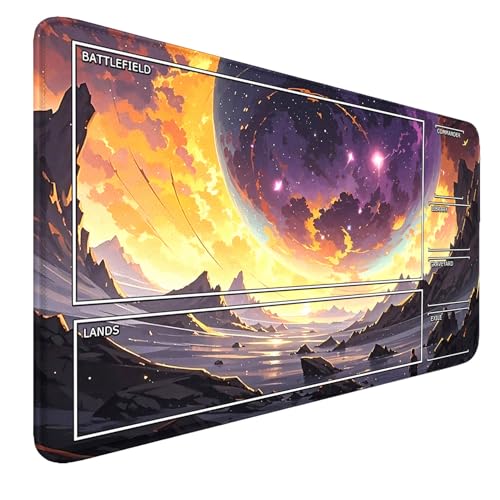MTG Playmat- Stitched Edges Forest TCG Playmat-Non-Slip Landscape Play Mat Smooth Surface Rubber Base Board Game Mousepad 24x14 inches for Trading Card Game Playing with Storage Bags - color: Starry Sky Stitched Edges Mats With Zones