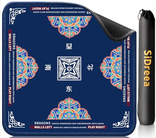 Mahjong Mat 32.4” x 32.4”, 3mm Thick Non-Slip Rubber Back Mahjong Table Mat, Noise Reduction Waterproof Mahjong Game Mat for Table, Mahjong Tile Mat for Cards, Dominoes & Board Games (Blue2) - color: Blue2