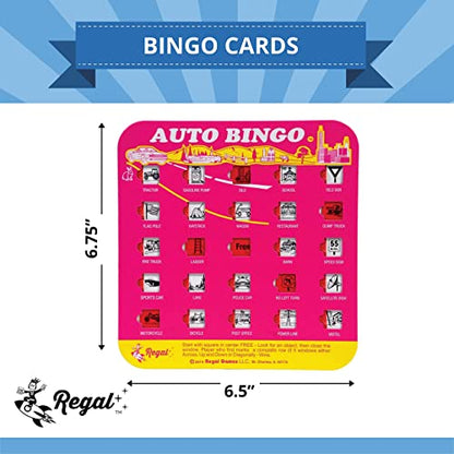 Regal Games Finger-Tip Shutter Bingo Cards with Sliding Windows - Auto Bingo Game Set - Travel Game for Adults & Kids - Reusable, No Chips & Daubers Needed - 4 Packs - Pink - color: Pink
