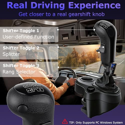 USB Truck Simulator Shifter for PC – 18-Speed ats shifter Compatible with Logi-tech G25/G27/G29/G920 & Thrustmaster TH8A, ETS2 Sim Racing Gear Shift Knob, USB Shifter for american truck simulator Pc