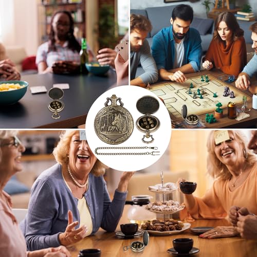 Mini DND Dice Set with Steampunk Wolf Pocket Watch Shell Case, 7pcs Polyhedral Metal D&D Dice, DND Gifts with Gift Box, Role Playing Board Games Accessories - color: Bronze