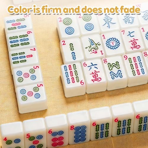 1.2-inch Premium American Mahjong Tile Set. Made of Durable and Sturdy Melamine. Perfect for Multiplayer Games, on-the-go Gaming, and Playing with Family and Friends. (White) - color: White