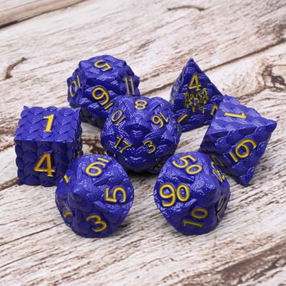 Dragon Scale Metal Dice Set-Dragon Claw,with Gift Metal Box for TTRPG Tabletop Gaming,Dungeon Masters,RPG Adventures(Purple) - color: Purple