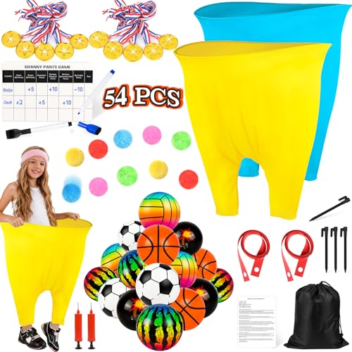 EULRGAUS Granny Pants Yard Game, Tossing Game Set with 20 Bouncy Balls & 10 Water Balls for Kids Adults, Family Outdoor Party Game for Carnival, Field Day, Reunion, Birthday Backyard & Lawn