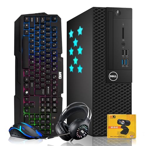Dell Desktop PC Gaming Bundle - Core i7, 16GB RAM, 512GB SSD, AMD RX 550, RGB Keyboard with AI-Enabled Copilot Key, Mouse, RGB Headphone, Webcam, Wi-Fi, Win 11 Home (Renewed) - size: Only CPU, style: RX 550