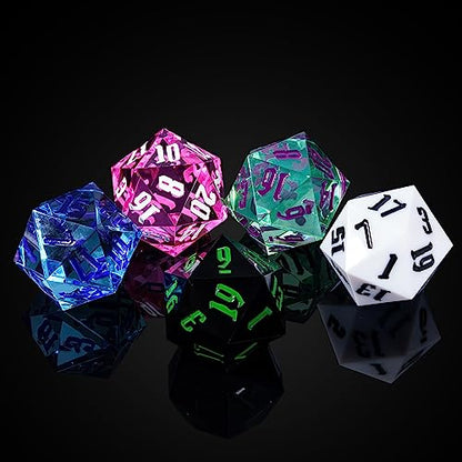 55mm 20 Sided DND Dice, Giant D20 D&D Polyhedral Dice Large D20 with Die Gift Box for Dungeons and Dragons, RPG Table Games (Transparent Blue/Blue Numbers) - color: Transparent Blue/Blue Numbers