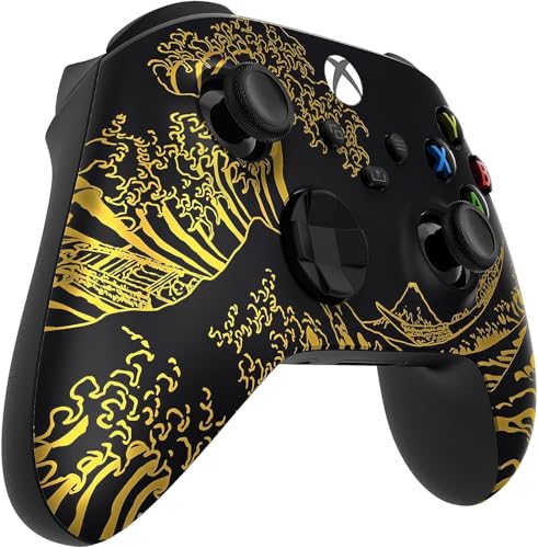 Custom Controllerzz Wireless Controller for Microsoft Xbox Series X/S & Xbox One - Soft Touch Feel - Custom Series X/S Controller (X/S Golden Waves) - color: X/S Golden Waves