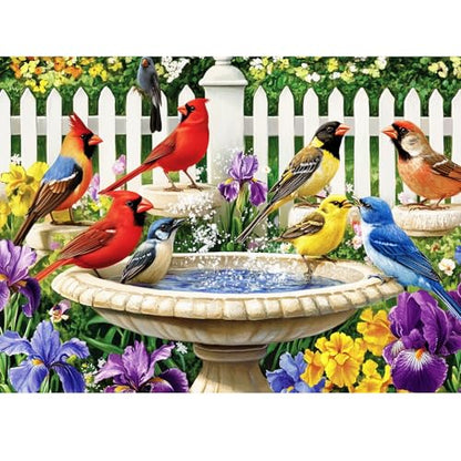 500 Pieces Puzzle for Adults,Birds Bath Flower Fence Puzzle,Recycled Cardboard Animals Jigsaw Puzzle 500 Pieces,Challenging Game Home Decor Birthday Party Gift Toy for Adults Seniors 20.5 * 15 in - style: Bath Birds