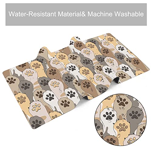 Kawaii Cute Cats Footprint Extended Gaming Mouse Pad Large Desk Mat with Non-Slip Rubber Base and Stitched Edges,Keyboard Mouse Mat Desk Pad for Work,Game,Office,Home 35.4 * 15.7 Inch - color: Kawaii Cute Cats Footprint