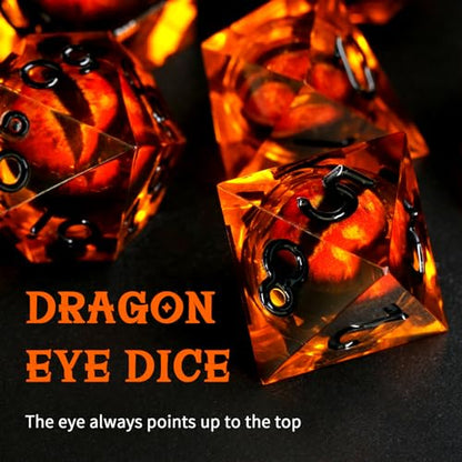 FONVGOGO Dragon Eye Dungeons and Dragons Dice, Liquid Core Dice Set D and D Sharp Edge Resin Dice Polyhedral Beholder's Ttrpg Die Role Playing RPG (Brown Black) - color: Dragon Eye Black