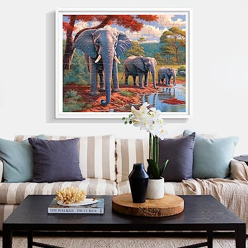 100 Piece Big Piece Jigsaw Puzzle for Seniors Elephant Forest Dementia Large Piece Puzzles for Seniors- Alzheimer's Activity for Adults Puzzle- Best Memory Game for Patiens in Nursing Home 15" x 19" - style: 100 Large Pieces