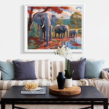 100 Piece Big Piece Jigsaw Puzzle for Seniors Elephant Forest Dementia Large Piece Puzzles for Seniors- Alzheimer's Activity for Adults Puzzle- Best Memory Game for Patiens in Nursing Home 15" x 19" - style: 100 Large Pieces