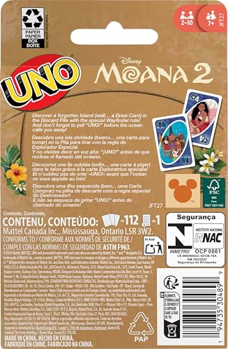 Mattel Games UNO Disney Moana 2 Card Game for Kids, Adults & Family with Deck & Special Rule Inspired by the Movie - style: UNO Moana