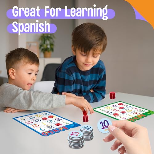 SpriteGru Spanish Bingo Game, 12 Bingo Board Spanish Letters, Numbers & Words Vocabulary Game, Early Educational Toys for Learning - Ages 4 and up, Perfect for Classroom & at Home (Up to 12 Players) - style: Spanish Alphabet Number Bingo Game