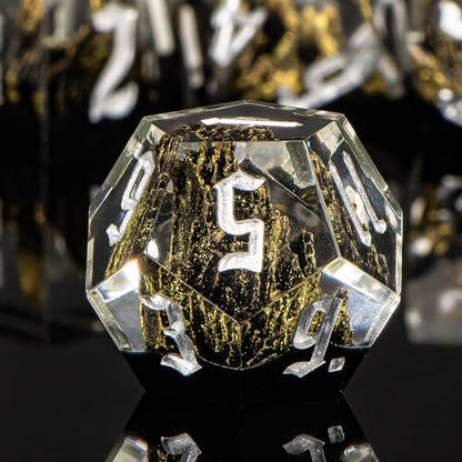 KERWELLSI DND Dice Set D&D, 7pcs Sharp Edge Resin D and D Dice with Gift Box, Nature Mountain Dungeon Dragon Role Playing Dice D20 D12 D10 D8 D6 D4 - color: Black