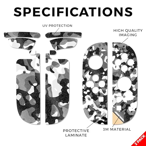 Glossy Glitter Gaming Skin Compatible With Nintendo Switch 2 Joy-Con Controller 2 Pack - Black Modern Camo - Premium 3M Vinyl Protective Wrap Decal Cover - Easy To Apply Made in the USA by MightySkins - color: Black Modern Camo, size: 2 Pack of Joy-Con Sk