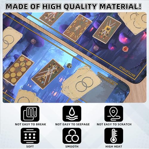 MTG Playmat Stitched Edges, Game MTG Mat for MTG TCG 24 x 14 inches Trading Card Inked TCG Playmats with Storage Bag Smooth Rubber Surface Battle Game - color: Mushroom With Zones