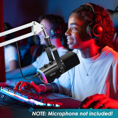 White Boom Arm for Fifine AM8 - White Mic Arm Compatible with Fifine AM8 Microphone, Professional Adjustable Scissor White Microphone Boom Arm Stand by YOUSHARES - color: Fifine AM8 Stand