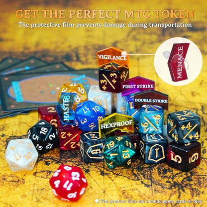 72PCS MTG Counters Set Acrylic MTG Keyword Counters – Bright, Durable Tokens with Protective Film & Storage Box for Magic The Gathering, Card Games Accessories