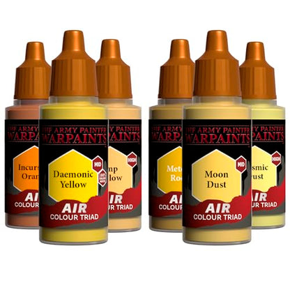 The Army Painter, Airbrush Primary Bundle Yellow, 2 Triads x 6 x 18 ml | Colori acrilici diluiti per aerografo, per pistola a spruzzo, per miniature D&D e Warhammer - color: Yellow