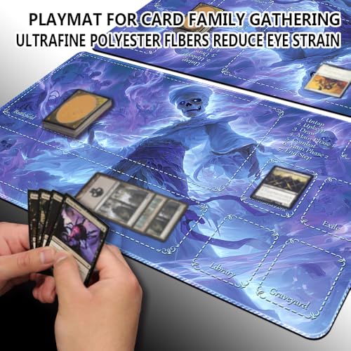 MTG Playmats(Stitched) 14x24in Compatible for OCG CCG RPG TCG Playmats with Card Zones Storage Bag (Carnival Skeleton-with Zone) - color: Carnival Skeleton-with Zone
