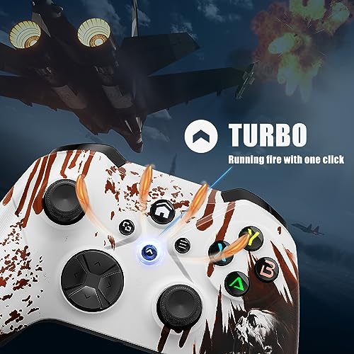 Xexvyrin Wireless for X-Box Controller, Compatible with X-Box One X|S, Series PC, Special Edition Custom Controller 6-Axis Motion Control/3.5mm Audio Jack/Dual Vibration/Macro Function/Turbo（white brown）