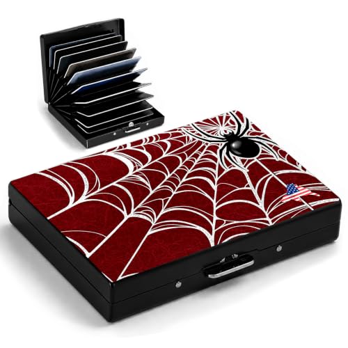 Spider Web Metal Wallet Credit Card Protector Case Equipped RFID Blocking | with Pop-Up Button Slim Business Cards Holder Aluminum Cards Case Exclusive Spider Web Gifts for Women Men - color: Spider Web