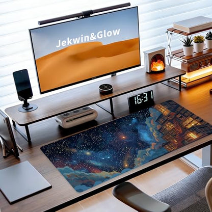 Starry Sky Large Mouse Pad, Desk Mat, Big Gaming Mousepad, XL Extended Laptop Desk Pad with Stitched Edges Non-Slip Rubber Base, Computer Keyboard Mat for Office Home, 31.5x11.8in, Bookshelf - color: Starry Sky