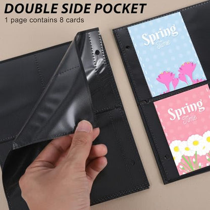 25 Pack 200 Pockets Card Sheets for Binder, PVC Binder Card Sleeves Black Background Trading Card Binder Sleeves Baseball Cards Protectors for Game Cards Photocard