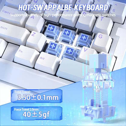 A.JAZZ AK029 Wired 29 Keys One-Handed RGB Gaming Keyboard with 8000HZ,0.01mm RT Magnetic Switches Adjustable Actuation,Hotswappable Mechanical Keyboard,Aluminum Plate,Web Driver for Gamers-White - color: White